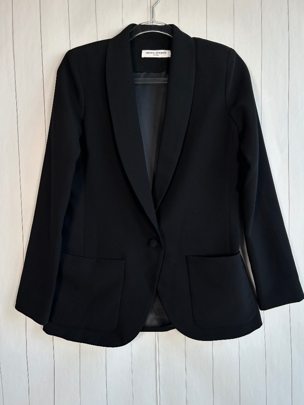 Amanda Uprichard size S shawl collar blazer black w pockets shoulder pads